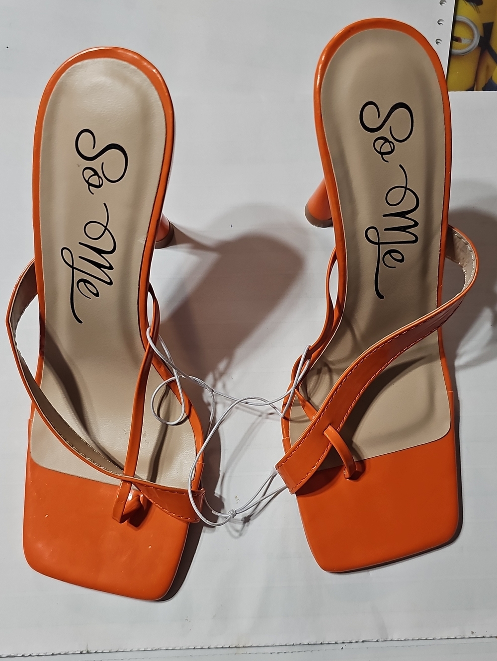 So Me Orange Square-Toe Slip-On Heels Size 5.5